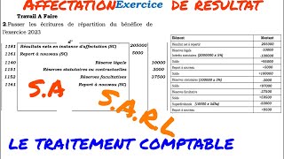 affectation de résultât exercice dapplication pour les Société anonymes ou SARL [upl. by Nivel]