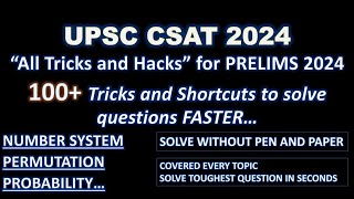 Finally all quotShortcuts and Tricksquot for UPSC CSAT 2024  Solve within seconds  Number system Part 1 [upl. by Selestina589]