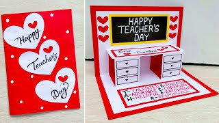 Happy teachers day greeting card handmade  DIY  Teachers day popup card ideas [upl. by Pharaoh]