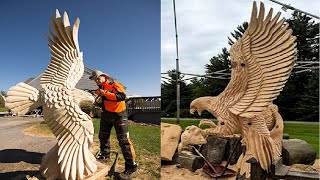 Amazing Fastest Skills Chainsaw Wood Carving Incredible Woodworking ideas Easy [upl. by Annirtak]