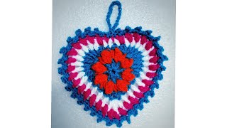 HOW TO CROCHET A HEART medium size♥️CROCHET HEART coasterBUNTING WRITTEN PATTERN [upl. by Nauqahs]