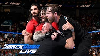 Kurt Angle amp The Shield lead a Raw raid of SmackDown SmackDown LIVE Nov 14 2017 [upl. by Occer]