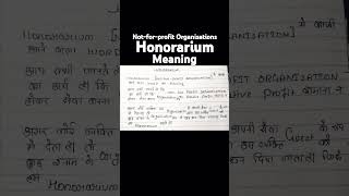 Honorarium meaning not for profit organisations education commercewale upboard cbse tgtcommerce [upl. by Gherardo]