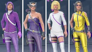 Marvels Avengers  Kate Bishop ALL Skins Outfits [upl. by Nibbs]