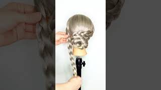 Easy braided bun tutorial 😍braidedbun easubun [upl. by Viki968]