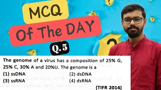 MCQ of the Day📝 Q5 TIFR  The genome of a virus has a composition of 25 G25 C 30 A and 20U [upl. by Alden]