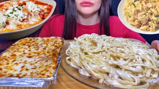 ASMR EATING CHEESY LASAGNA  CREAMY PASTA MUKBANG No Talking [upl. by Glarum839]