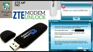 ZTE MF190 Modem Network unlock done without credit by octoplus Suite🔓 [upl. by Kellene]