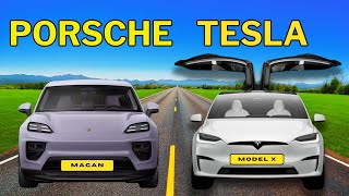 Porsche Macan 4 Electric vs Tesla Model X 2024  Which is better [upl. by Aetnahs]