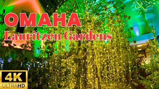 Walk Tour 4K  Merry amp Bright in Lauritzen Gardens  Omaha Nebraska USA  Holiday Light  2024 [upl. by Persis505]