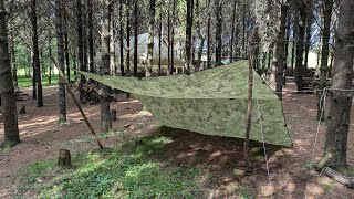 My favourite Tarp Set Up From Start To Finish Knots And All  Convertible lean too shelter [upl. by Emmerich]