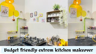 Indian nonmoduler KITCHEN MAKEOVER  organisers and diy’s for rental kitchen [upl. by Cerelia]