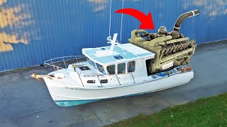 Putting a big diesel engine in my krusty old lobster boat [upl. by Lukey]