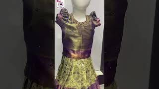 Introducing Viskas Silk Lehenga with Aari work blouse for kids wwwviskaglobalcom silklehenga [upl. by Anaitat]