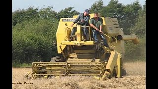 Vintage Show  Ancient Clayson Combine at Work and VERY Ancient John Deere Tractor [upl. by Letney46]