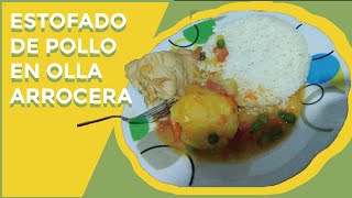 DÍA12  CÓMO HACER ESTOFADO DE POLLO EN OLLA ARROCERA CON REGUETÓN ANTIGUO DE FONDO [upl. by Ainimre]