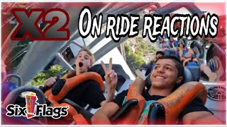 X2 At Six Flags Magic Mountain ON RIDE REACTION ​⁠ [upl. by Nanon]