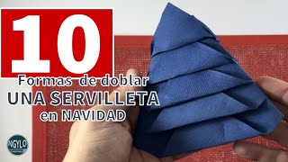 10 maneras de doblar una servilleta de papel para Navidad  Decoraciones navideñas para la mesa [upl. by Bik207]