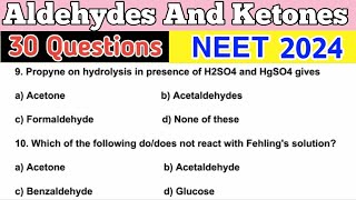 Aldehydes And Ketones Class 12 MCQ  Organic Chemistry  NEET Chemistry 2024  Most Important [upl. by Berlin]