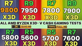 9800x3d vs 7950x3d vs 7800x3d vs 7900x3d vs 5800x3d 5600x3d vs 7600x3d vs 5700x3d 9800x3d 1440p [upl. by Engle415]