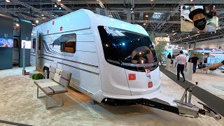 Tabbert Cellini 655 DF luxury caravan travel trailer RV Camper 2020 walkaround and interior K748 [upl. by Alyakcim]