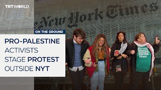 ProPalestine protesters hold demonstration outside the New York Times [upl. by Housen249]