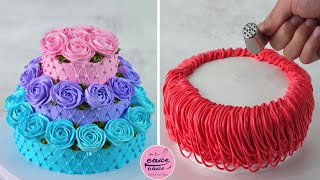 Amazing 3 Tier Rose Flowers Cake Decoration and Red Cake Design Part 441 [upl. by Sualk905]