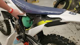 How to remove the side plate and seat on a 1619 Husqvarna motorcycle [upl. by Nerrot662]