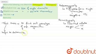 Which of the following cross determines heterozygosity or homozogosity   12  GENETIC BASIS OF [upl. by Joseito]