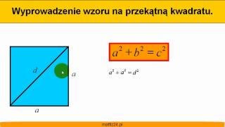 Przekątna kwadratu  Wzór  Matfiz24pl [upl. by Terrill]