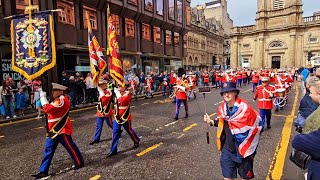 Black skull flute band leading the Glasgow big walk past George square The Sash 2023 [upl. by Rambort]