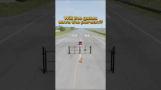 Will the gates stop the Tesla at top speed 🔥 BeamNG beamngdrive tesla ragdoll crash [upl. by Stevy]