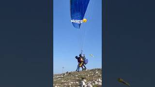 strong wind 💨😵tandem paragliding takeoff🪂watch end💀paragliding takeoff shorts trending yt [upl. by Arias]