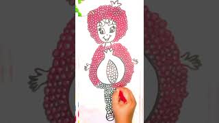 colouring in doll draw pomegranate theme dress [upl. by Euqinue]