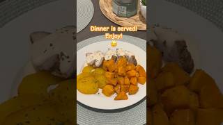 👩🏻‍🍳Garlic Roasted Sweet Potatoes 🧄🍠quickandeasyrecipe healthyfood delish viralfood [upl. by Kiele643]