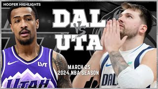 Dallas Mavericks vs Utah Jazz Full Game Highlights  Mar 25  2024 NBA Season [upl. by Dimphia526]