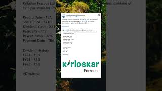 Kirloskar Ferrous Industries Ltd Final Dividend for FY24 Credited in Bank Account Dividend Stocks [upl. by Eran]