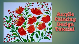 Acrylic Flower Painting Design Tutorial  Acrylic Painting Idea💡  Fluid Art Step By Step [upl. by Yrrap60]