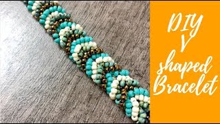 Chevron Beaded Bracelet  DIY Tutorial [upl. by Ayikaz958]