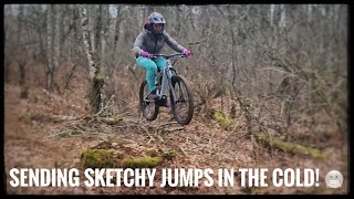 Riding my EMTB in The cold The cold won’t stop me from sending these sketchy jumps [upl. by Carlile338]