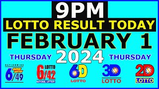 9pm Lotto Result Today February 1 2024 Thursday [upl. by Wallack674]