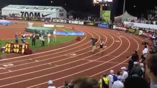 Galen Rupp breaking the American record at the 2014 Prefontaine Classic [upl. by Annahsor313]