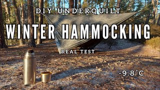 Solo Winter Hammock Camping With DIY Underquilt  Onewind Windsock amp 11ft Hammock  Snugpak G2 Tarp [upl. by Adnalay]