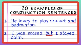 CONJUNCTION SENTENCES  5  10  20 EXAMPLES OF CONJUNCTION SENTENCES  IN ENGLISH GRAMMAR [upl. by Adelpho]