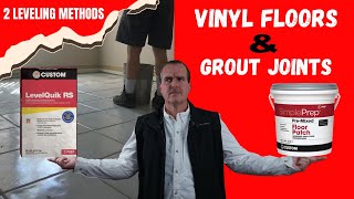 LEVELING TILE GROUT JOINTS for VINYL FLOORING INSTALLATION self leveler VS premixed skimcoat DIY [upl. by Nedlog562]