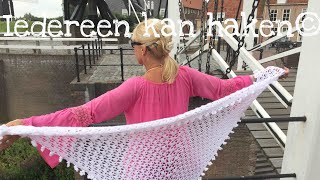 ❤️ ❤️ iedereenkanhaken Bruidssjaal crochet DIY haken beginners omslagdoek driehoeksjaal [upl. by Namhcan897]