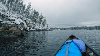 Winter Canoe Camping on an Island with a Hot Tent [upl. by Einafets]