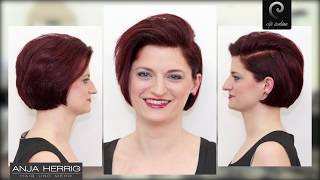 short bob haircut women  blonde to dark purple hair dye  extreme style makeover by anja herrig [upl. by Collum]