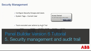 ABB Panel Builder v6 Tutorial Part 5 Security management and audit trail [upl. by Sheldon]