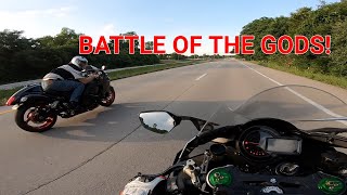 STRETCHED NINJA H2 VS 300HP TURBO HAYABUSA [upl. by Lyndy]